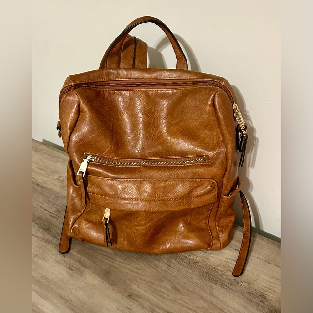 Stylish Brown Leather Mini Backpack - image 2